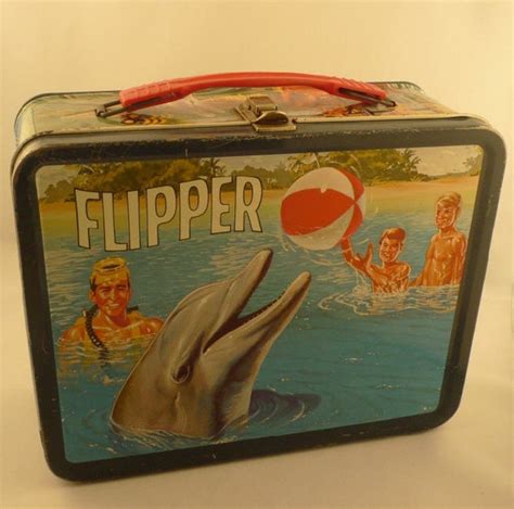 flipper metal lunch box|RARE 1966 Flipper Metal Lunch Box TV Show Lunchbox Trained .